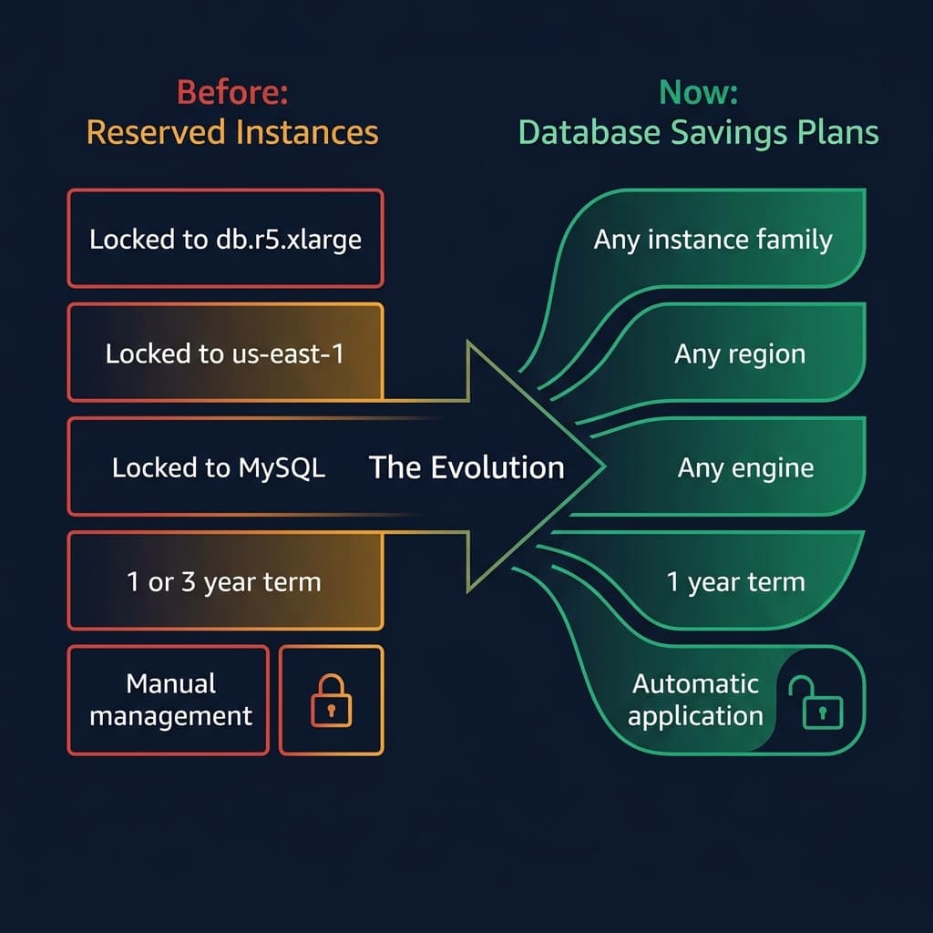 Reserved Instances vs Database Savings Plans evolution